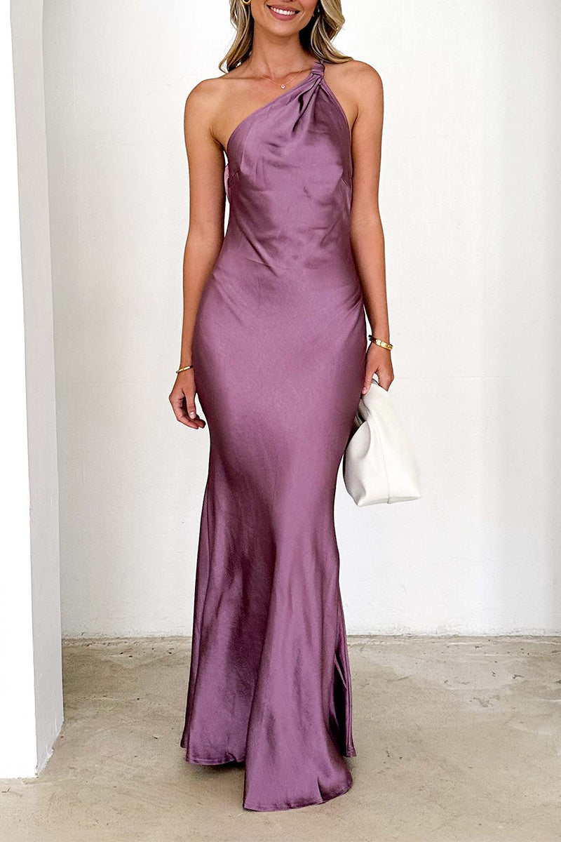 Sexy Backless Adjustable Sloping Shoulder Long Dresses - Fashionpara