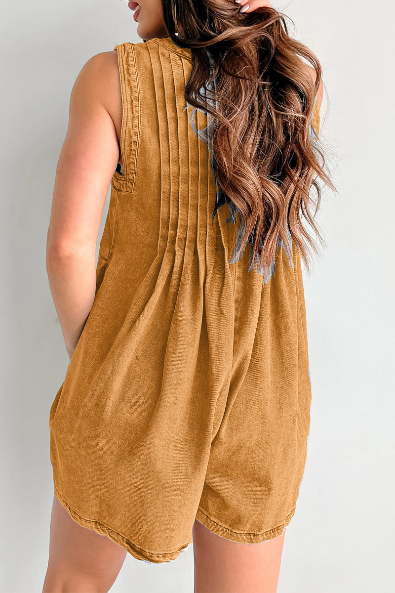 Casual Street Pocket Lace Up V Neck Sleeveless Loose Denim Jumpsuits(9 Colors) - Fashionpara