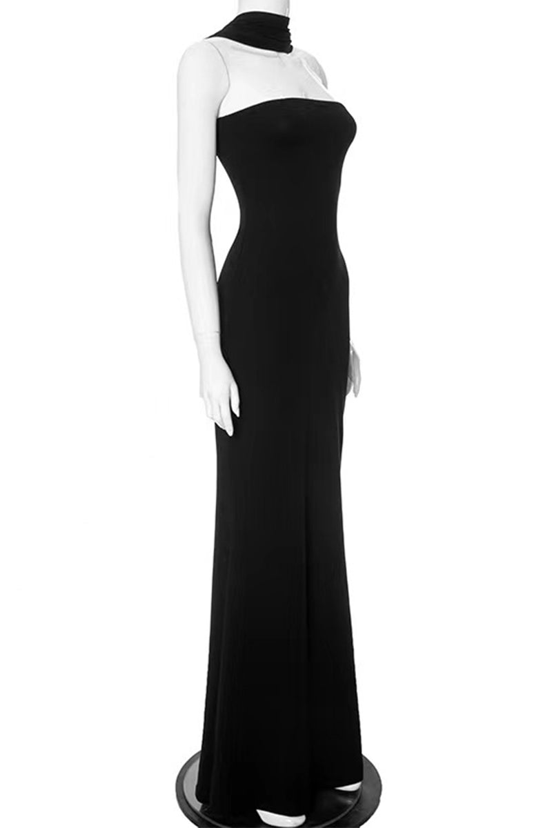 Sexy Patchwork Halter Long Dresses(3 Colors) - Fashionpara