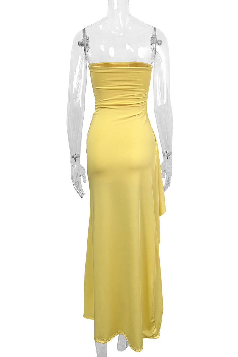 Sexy Slit Flounce Strapless Evening Dresses - Fashionpara