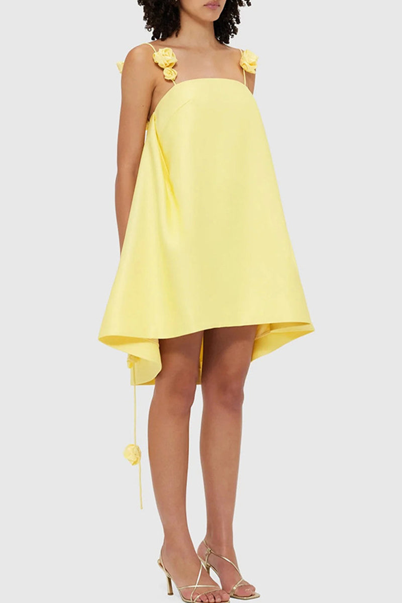 Sexy Flower Shape Square Neck Sling Dresses - Fashionpara