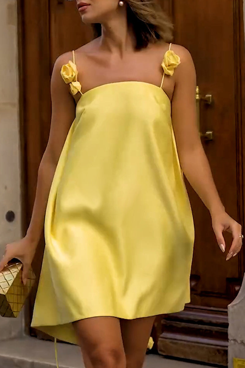 Sexy Flower Shape Square Neck Sling Dresses - Fashionpara