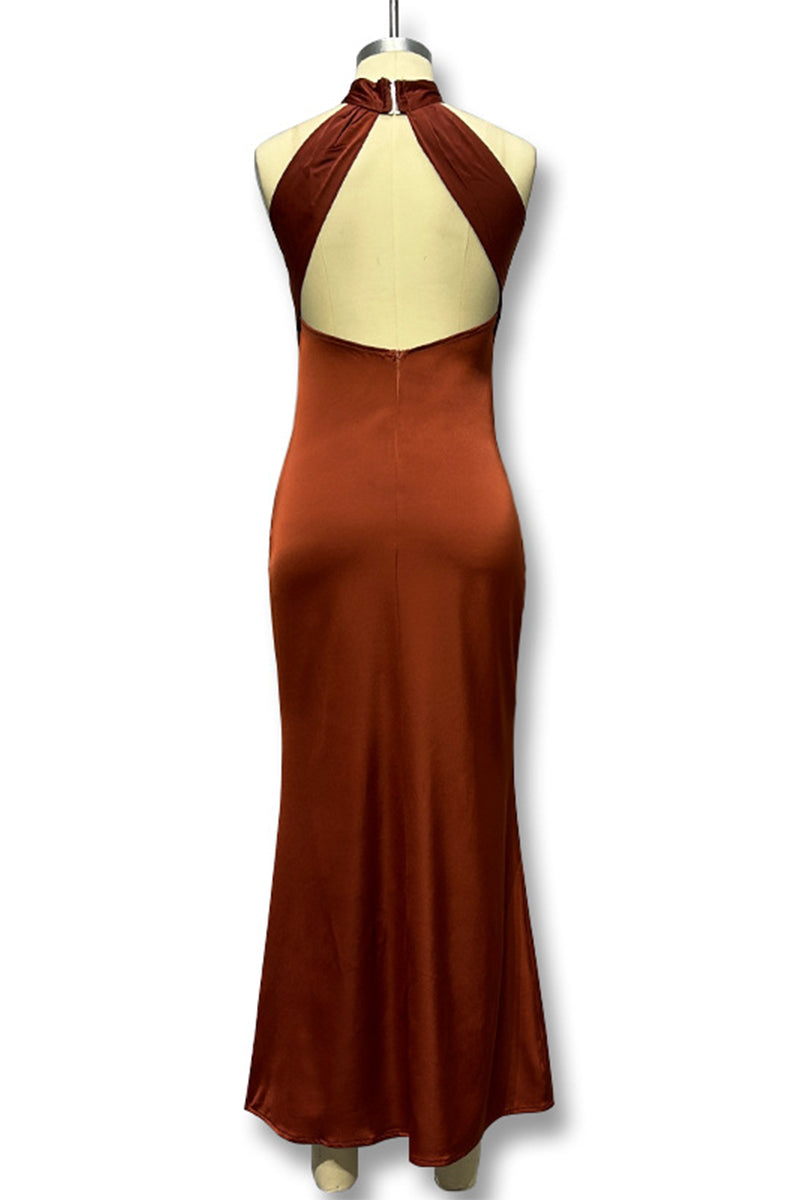 Elegant Backless Fishtail Halter Fishtail Dresses - Fashionpara