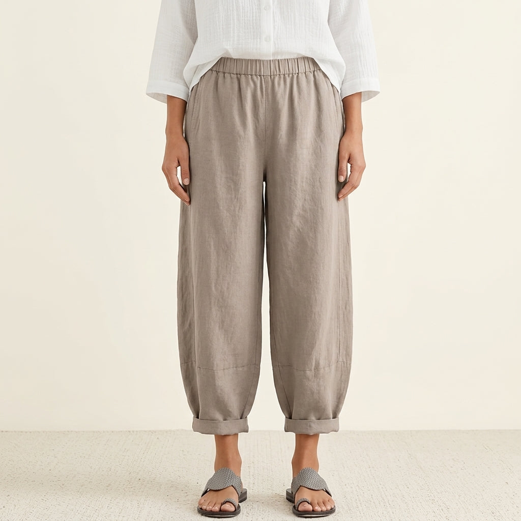 High Waist Elastic Tapered Lantern Pants