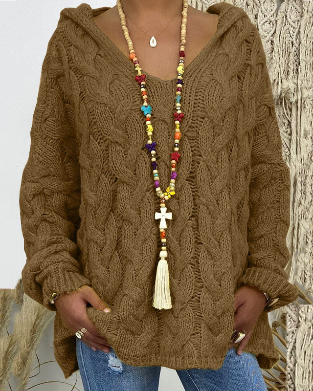 ShoptheCIC Thick Knit Hooded Sweater for Cozy Comfort