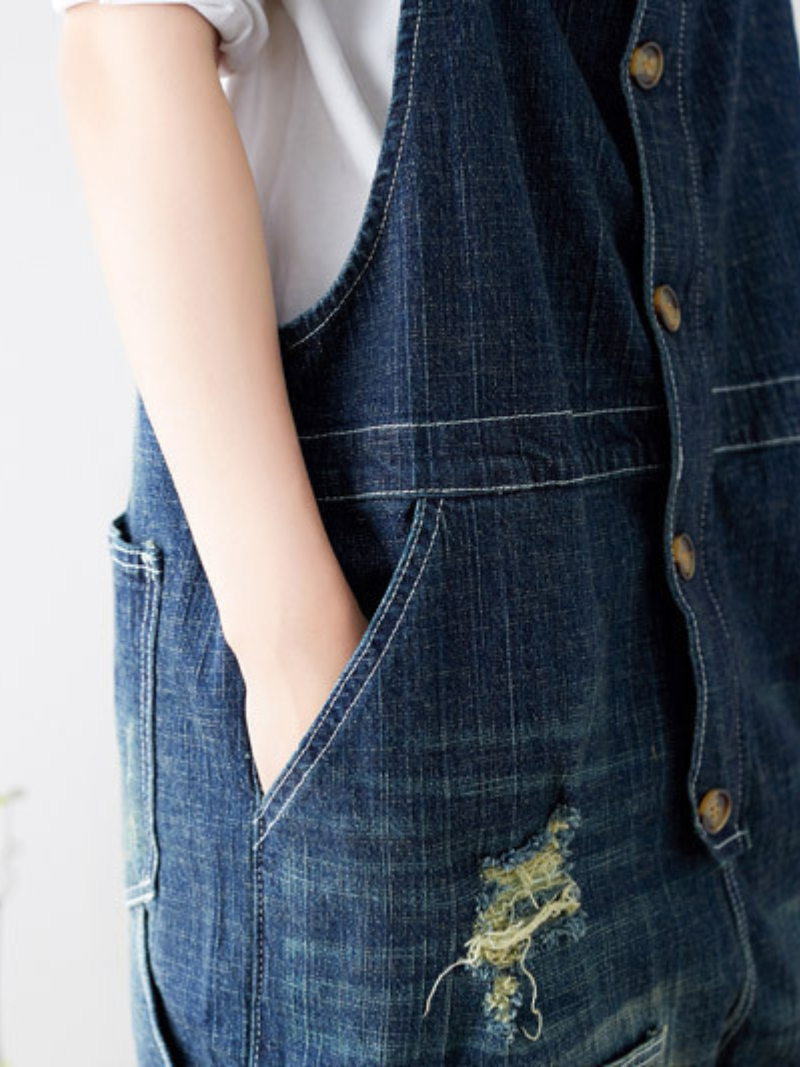 Vintage-Inspired Denim Overalls Dungarees for Women - Fashionpara