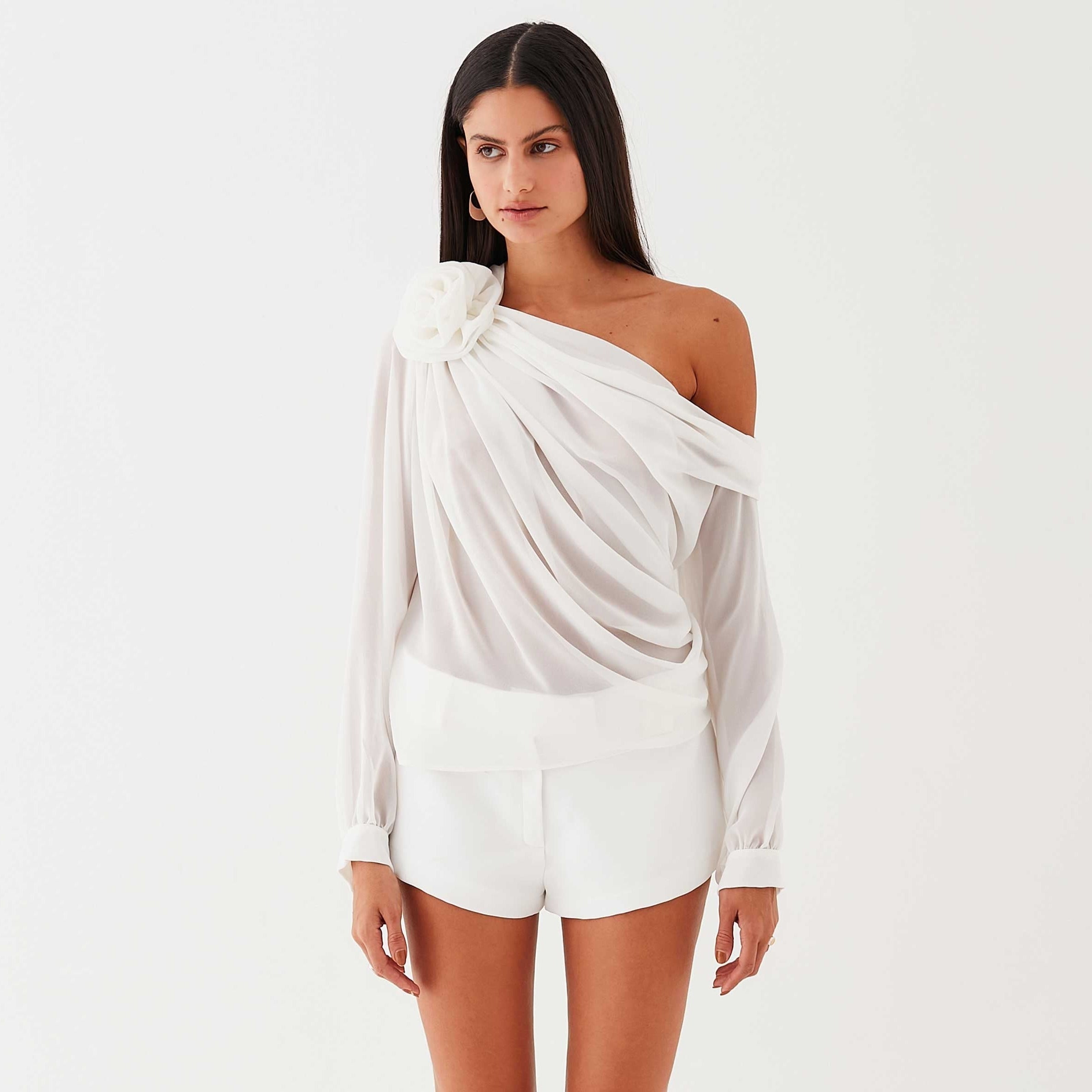 Fabulous Fluidity Asymmetrical Draped Blouse