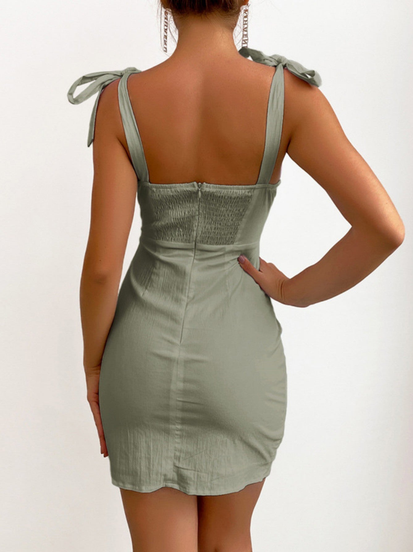 White V Neck Lace Up Sexy Short Graduation Dress - Fashionpara