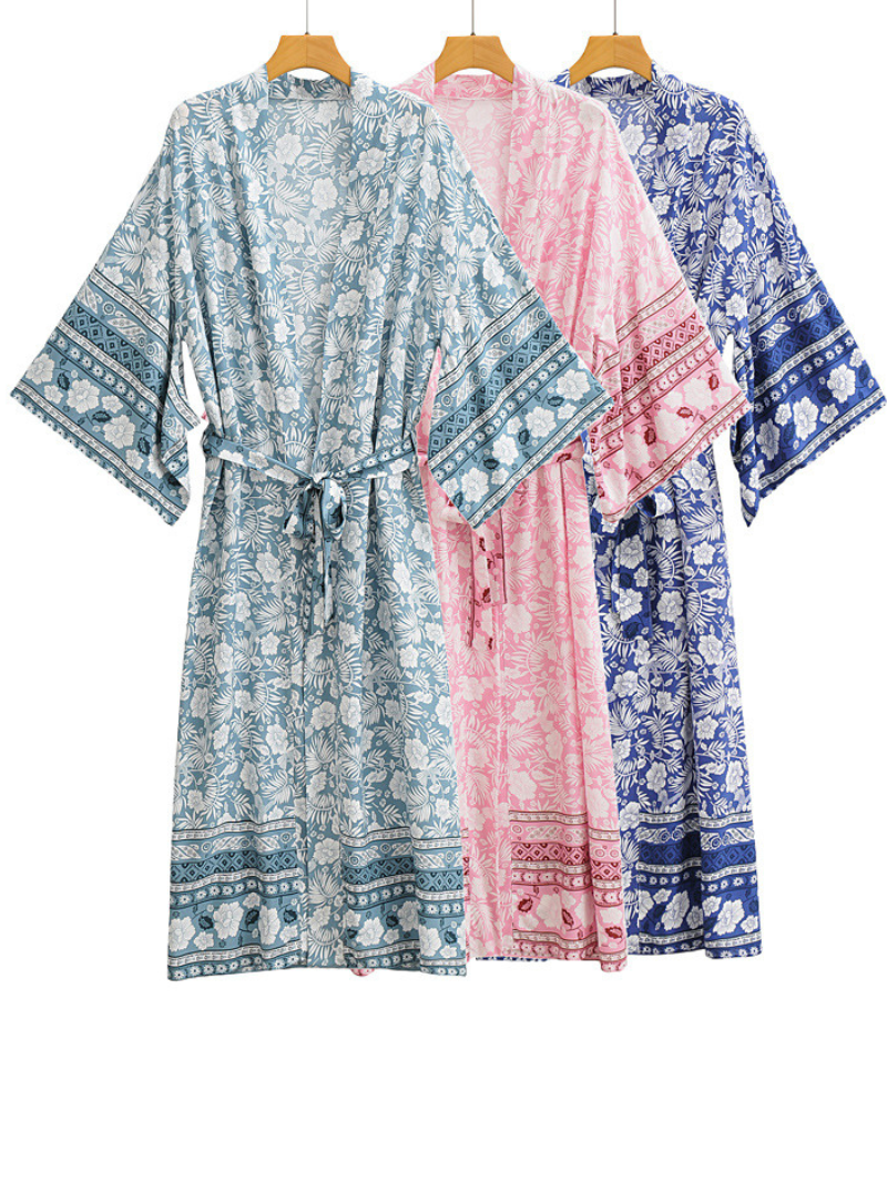 Gorgeous Bohemian long Kimono, Women Long Floral Kimono Dress Bohemian Beach Kimono - Fashionpara