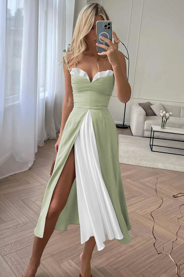 Satin Strapless Sweetheart High Split Maxi Dress 8