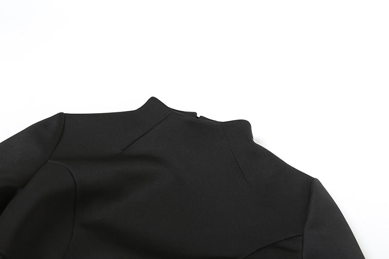 High-Neck Flared-Sleeve Fit-and-Flare Mini Dress 17