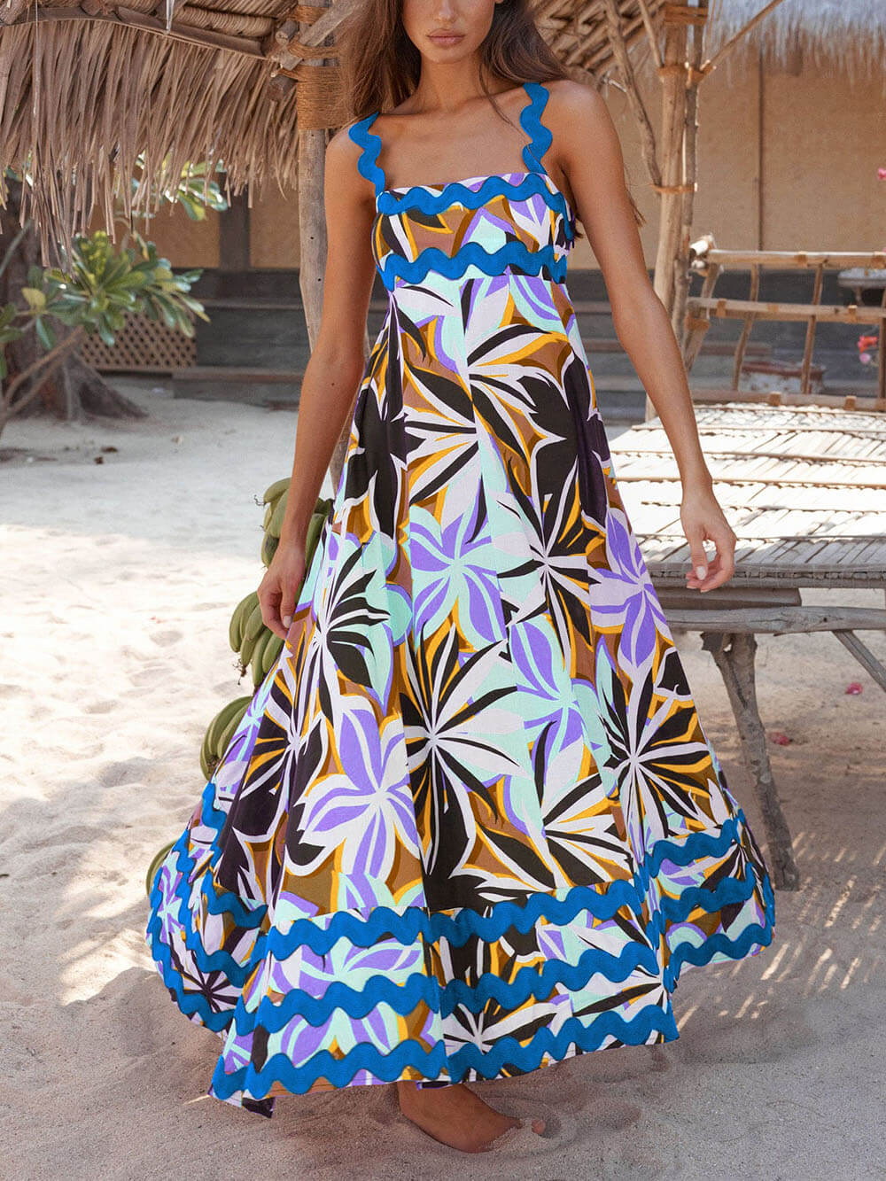 Printed Suspender Maxi Dress - Fashionpara