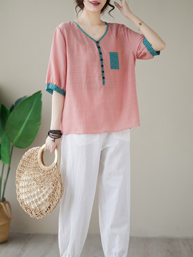 Wrangler Cotton V-neck Loose Top - Fashionpara