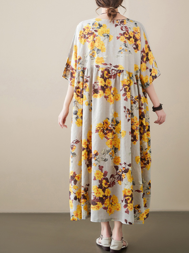 Heaven On Earth Round Neck Smock Dress - Fashionpara