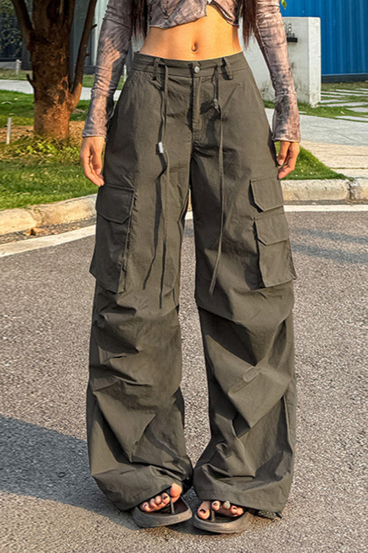 Military Green High-Waisted Cargo Pant