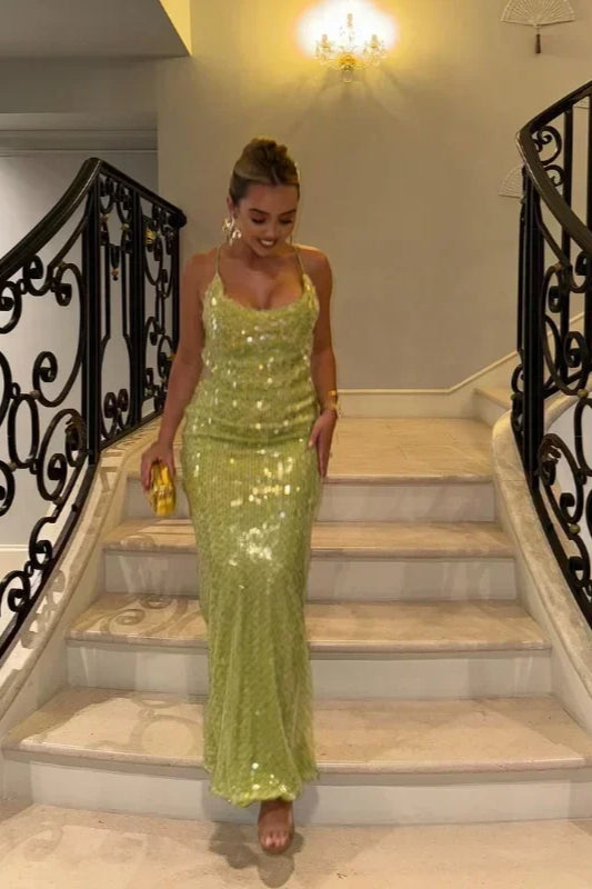 Sexy Sequins Backless Maxi Dress - View 6