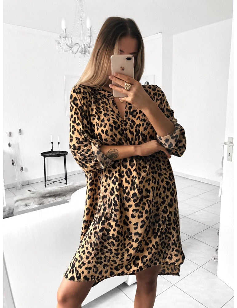 Pure Twist Front Tiger Print Shirt Dress - FINAL SALE - Fashionpara
