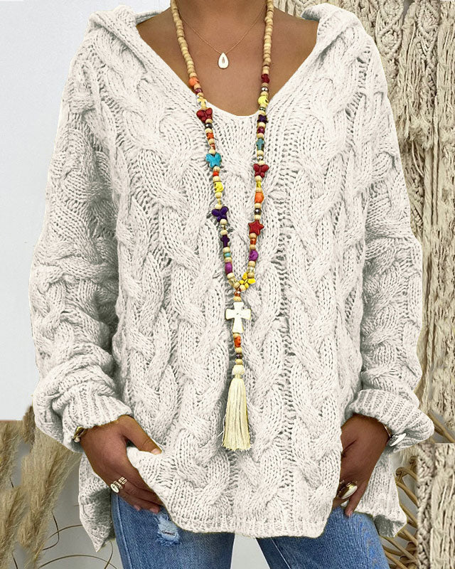 ShoptheCIC Thick Knit Hooded Sweater for Cozy Comfort