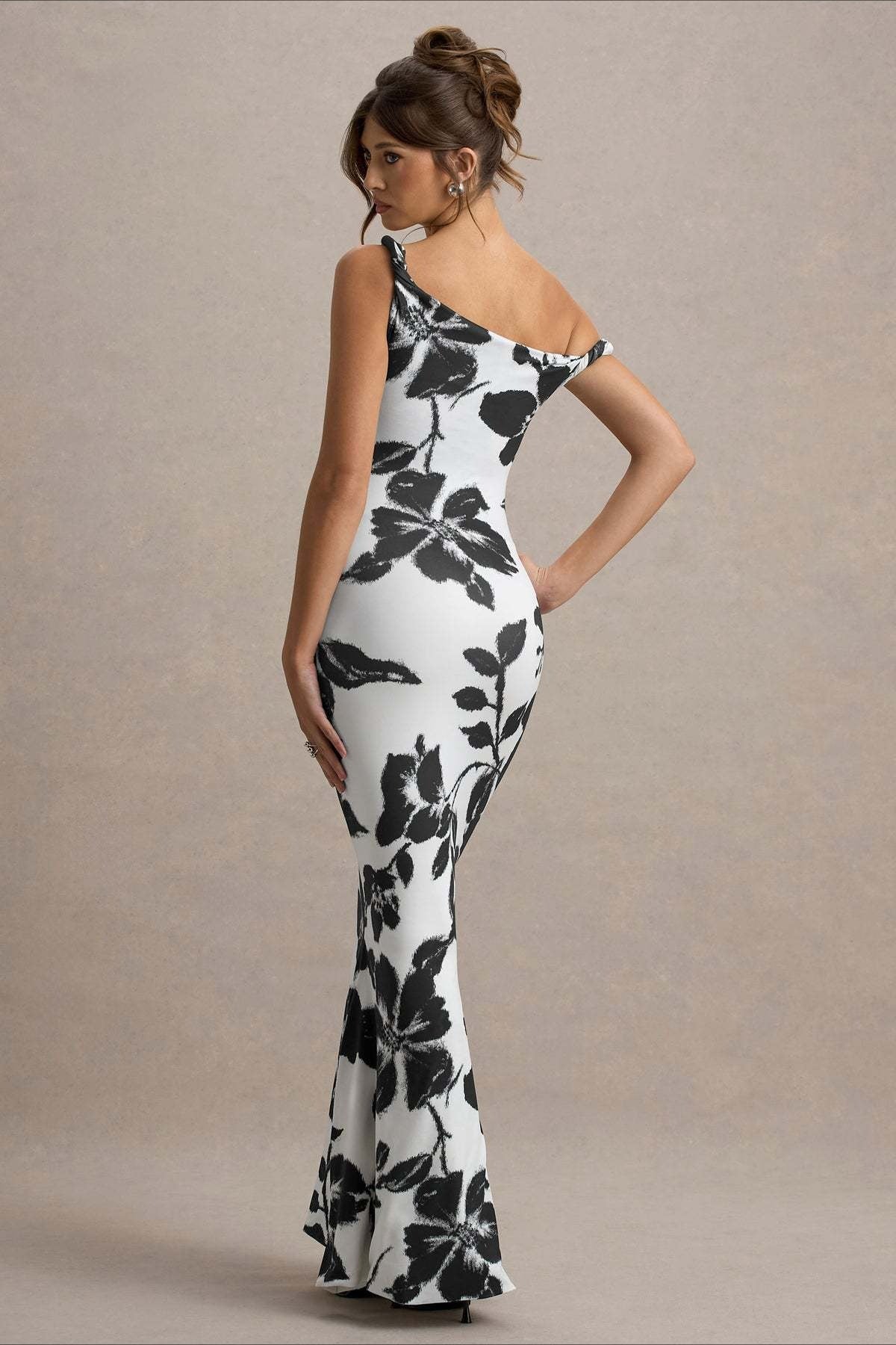 Print One-Shoulder Bodycon Party Dress