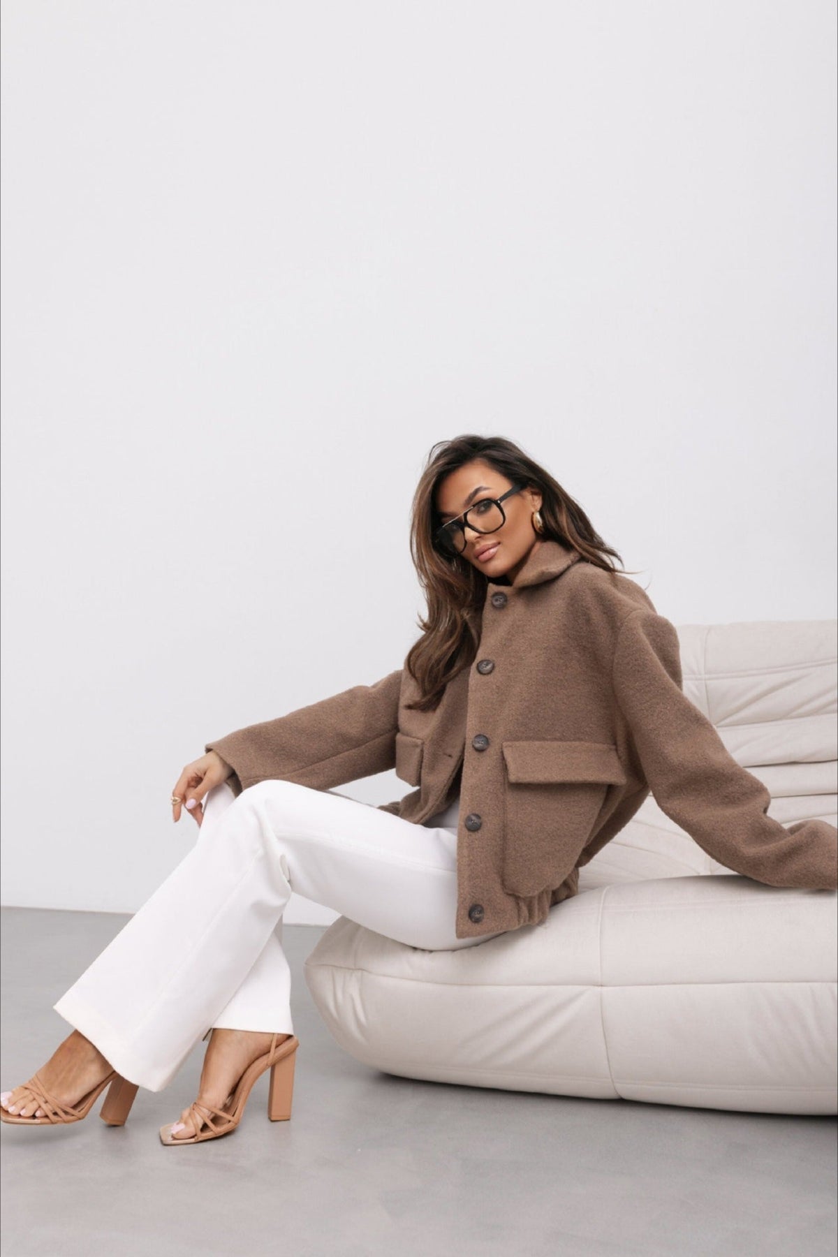 Solid Wool Pocket Elastic Snap Coat 5