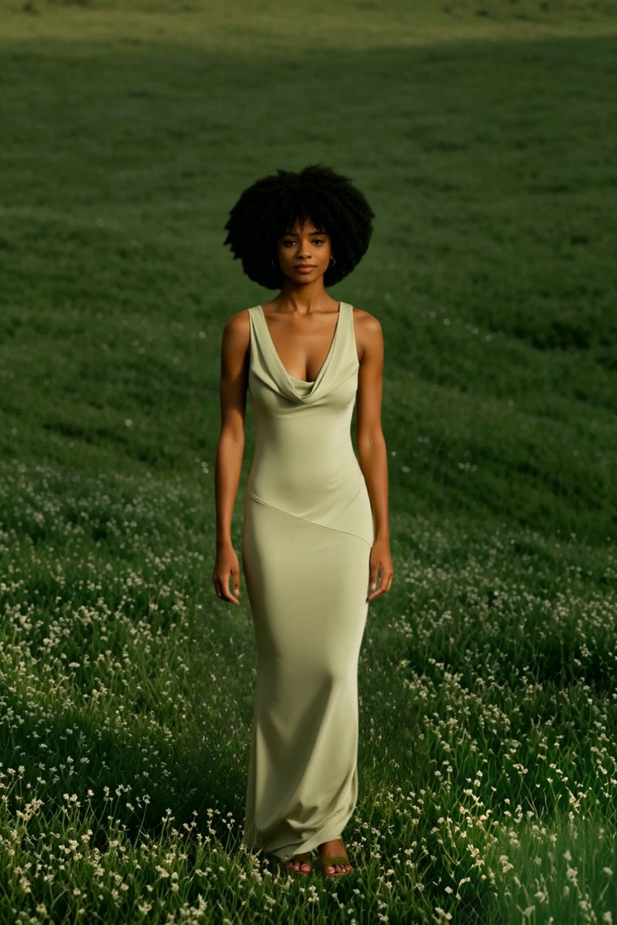 Cowl Neck Sleeveless Satin Column Maxi Dress 11