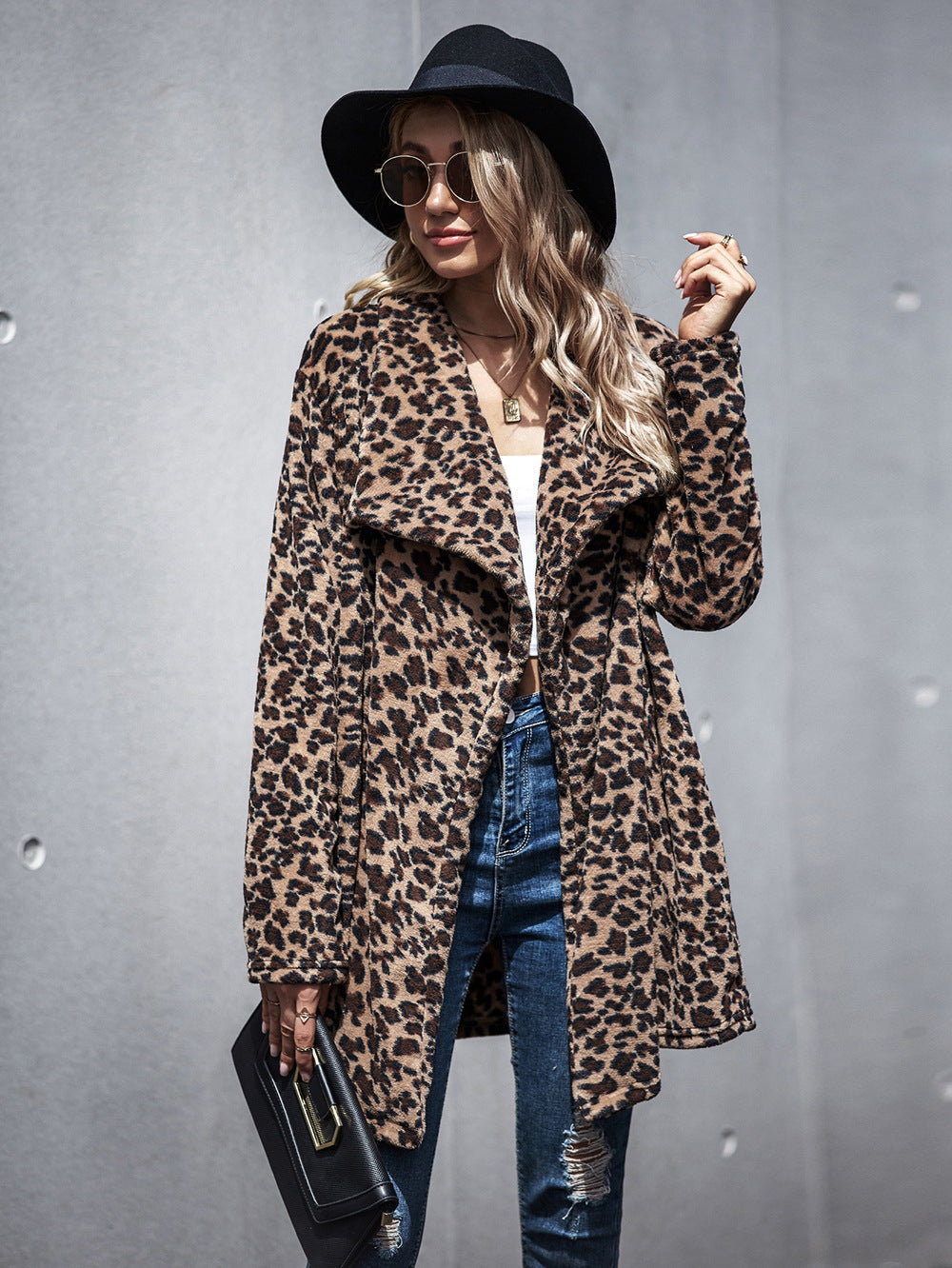 Leopard Trench Faux Fur coat