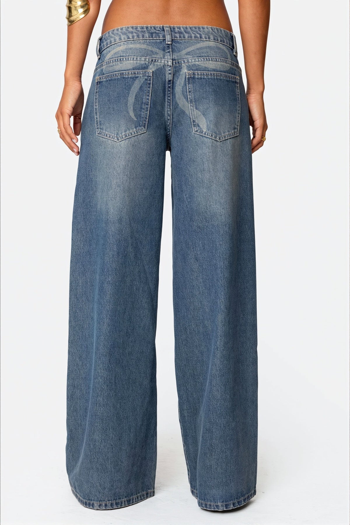 Bow Washed Straight Leg Jeans