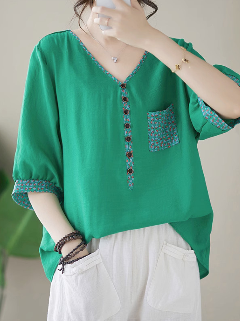 Wrangler Cotton V-neck Loose Top - Fashionpara