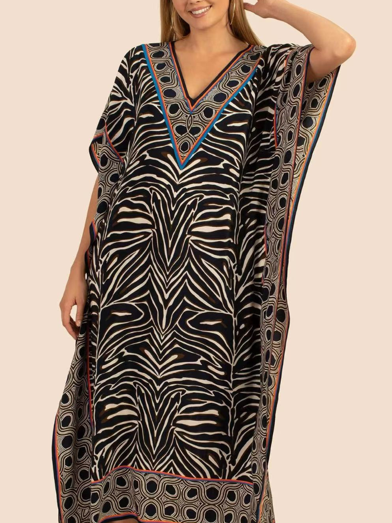 Game Of Love V-neck Kaftan Dress - Fashionpara