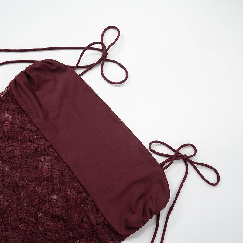 Lace-Panel Square-Neck Strappy Column Maxi Dress 17