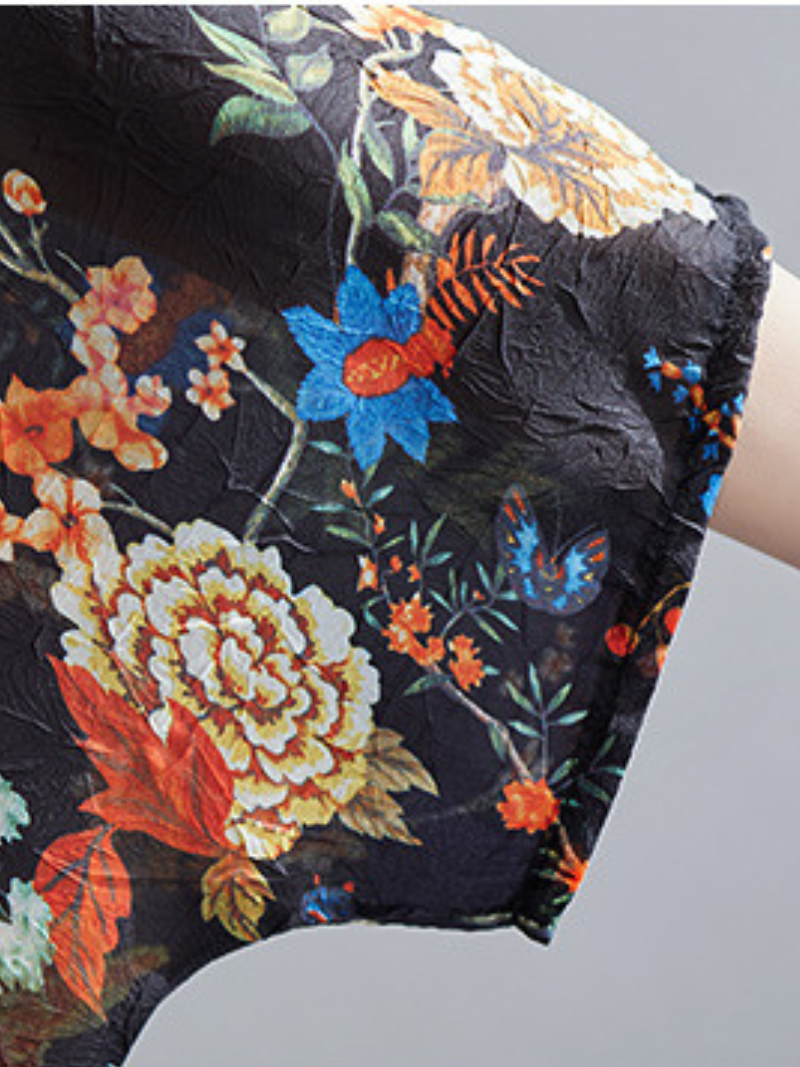 My Heart Big Flower Loose Tops - Fashionpara
