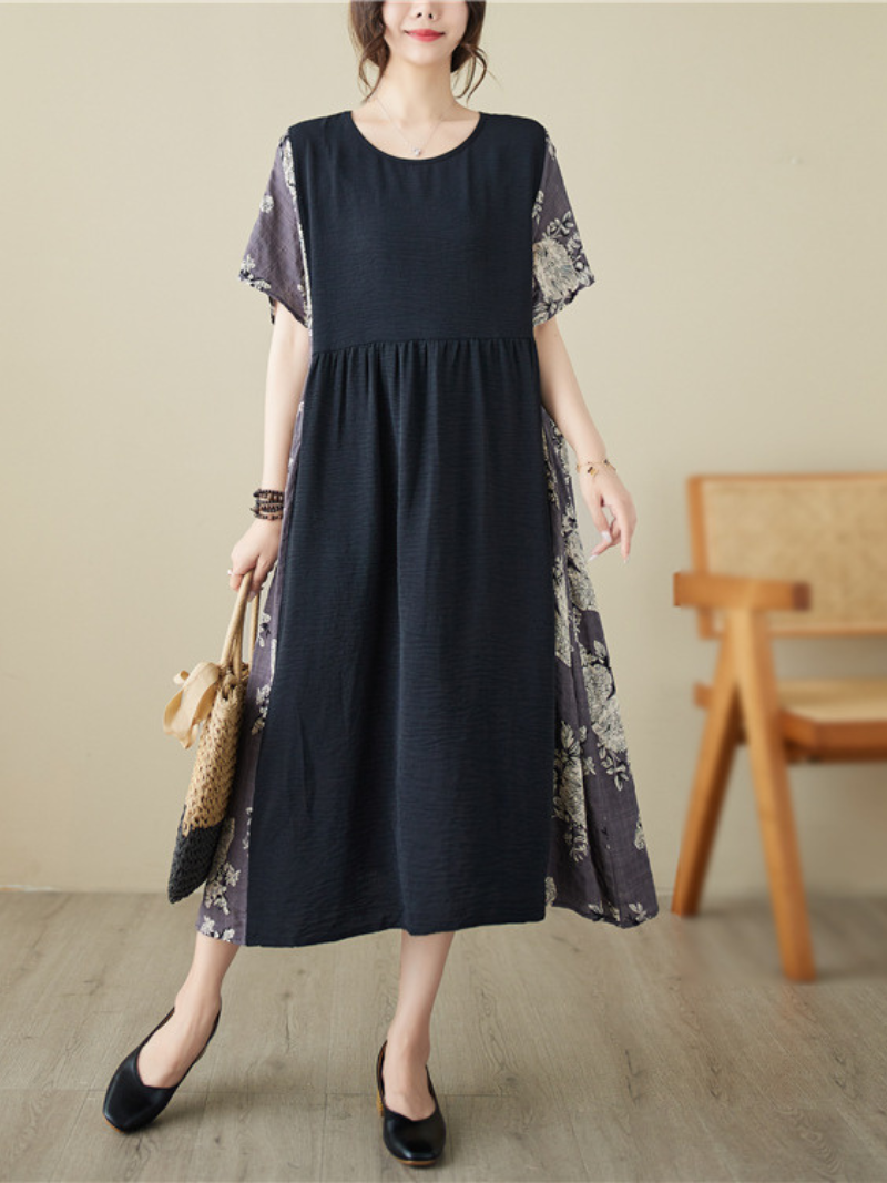 Feel The Moment Round Neck A-line Dress - Fashionpara