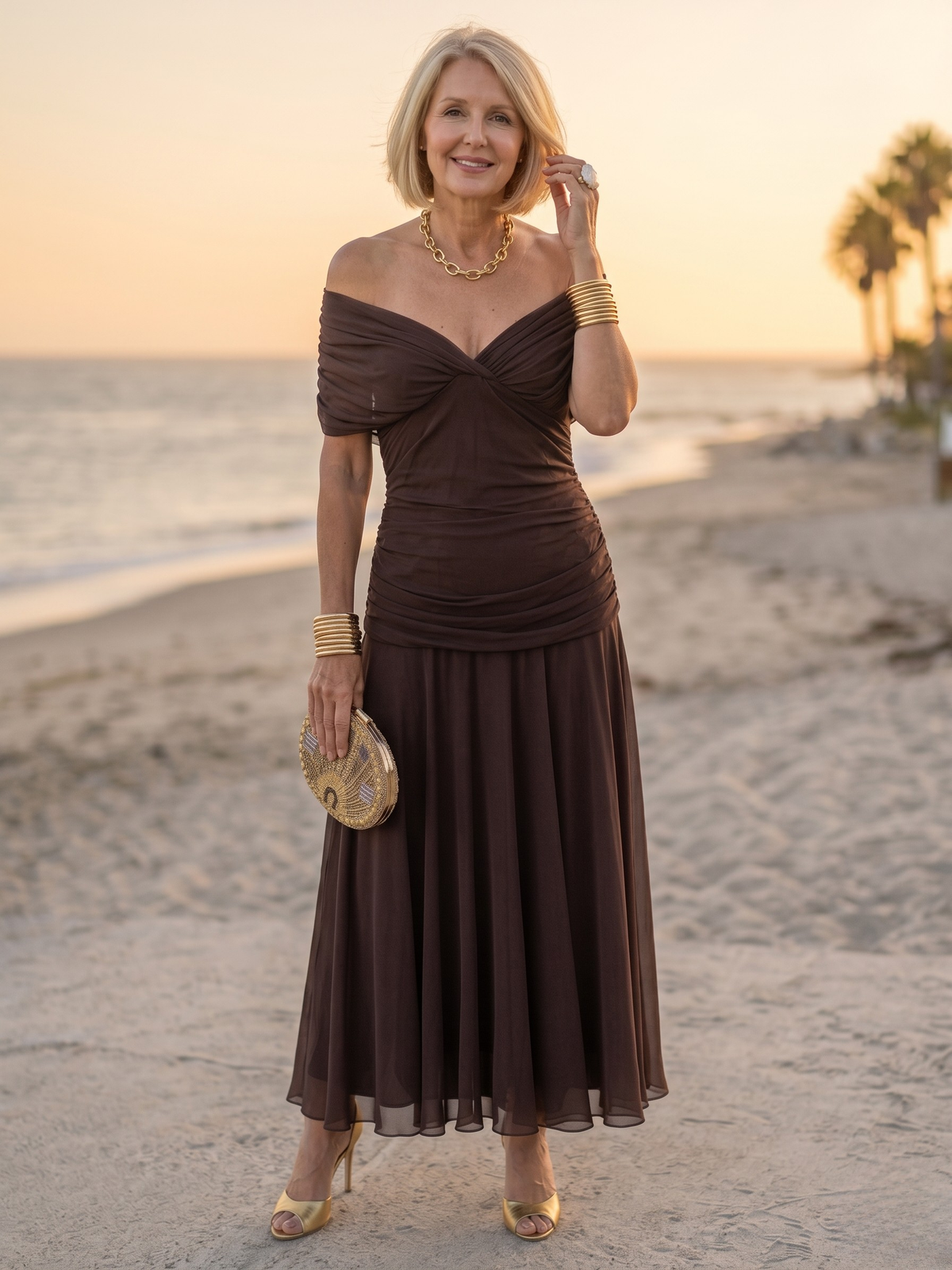 Floral Off Shoulder Twist Front Ruched Midi Dress 4