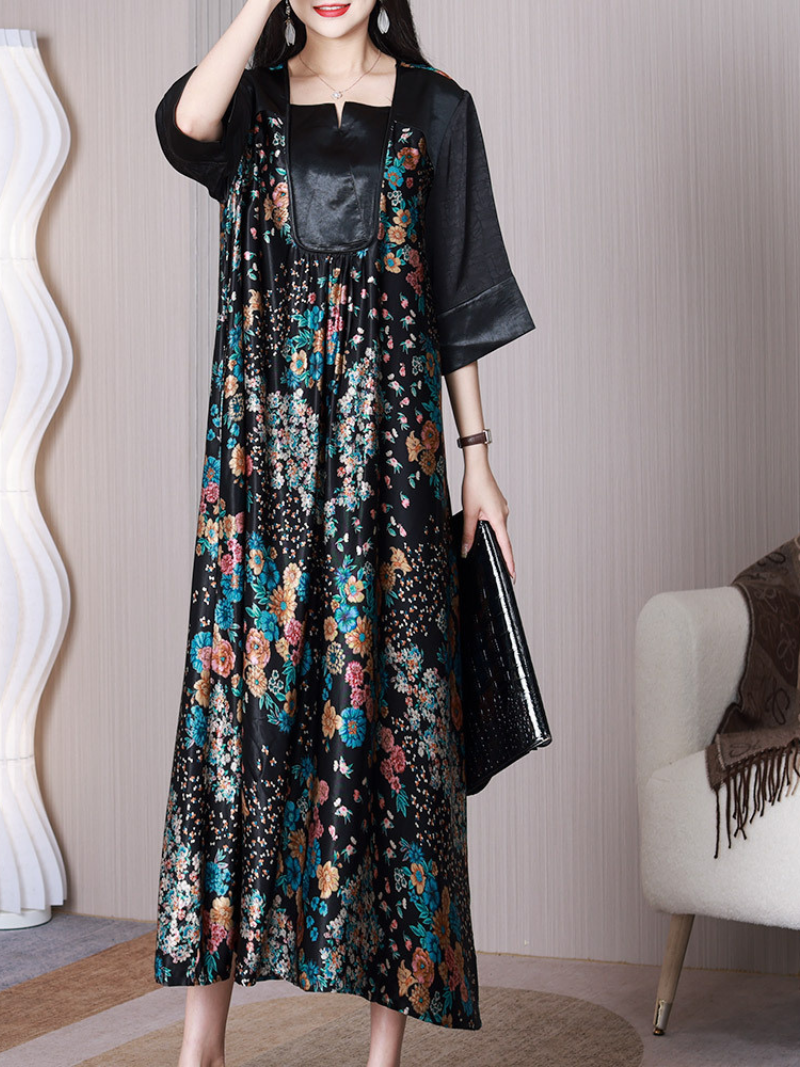 Mad In Love Square Collar Floral A-line Dress - Fashionpara