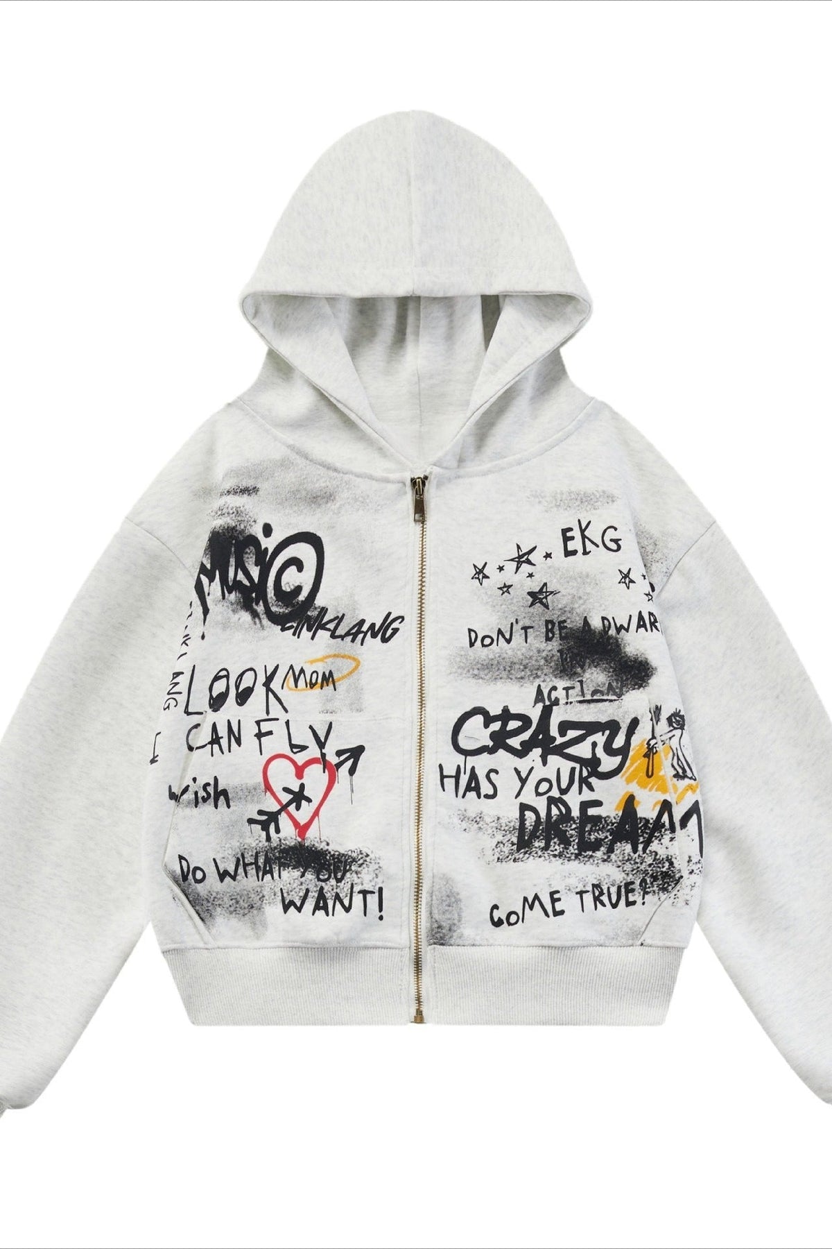 Collage Graffiti Print Zip Hoodie 5