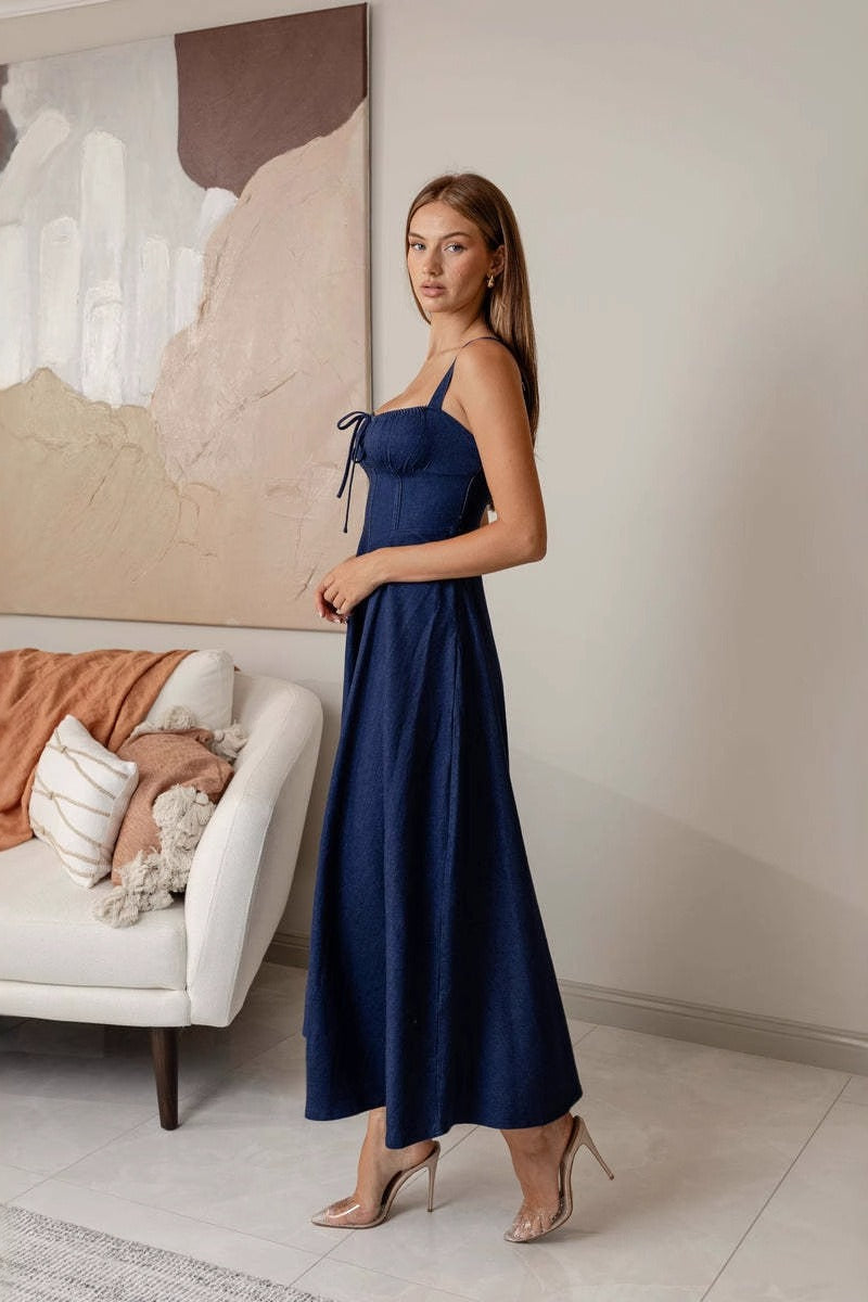 Sleeveless Strapless Denim Dress