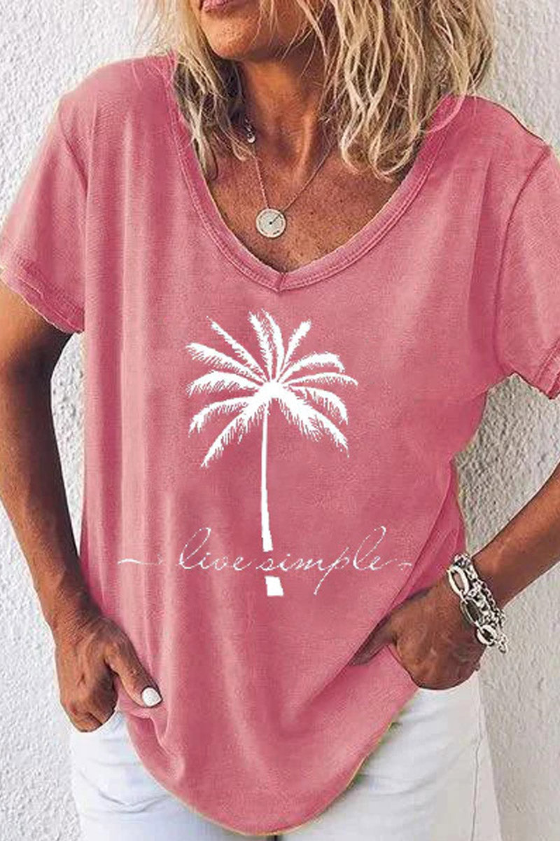 Coconut Print Short Sleeve T-Shirt Fashionpara