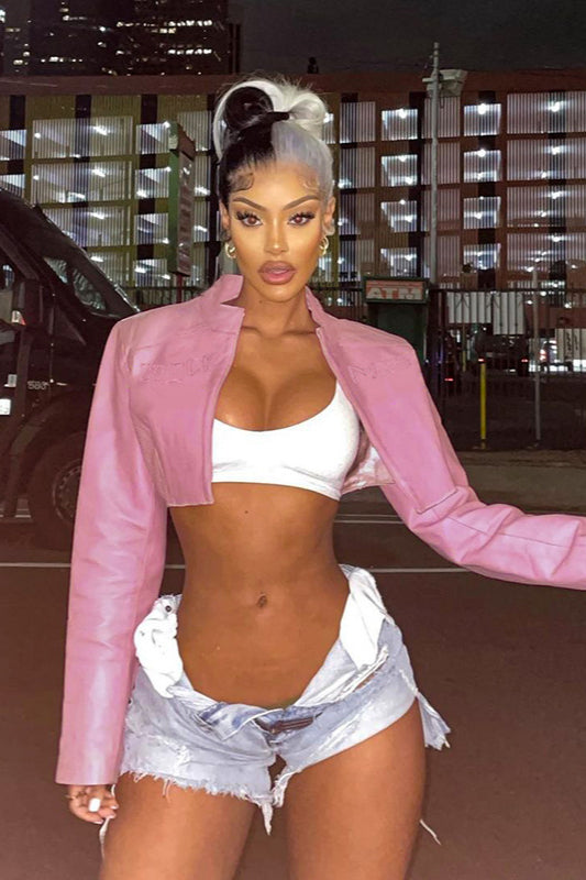 Chic Pink Biker Bomber Coat for Stylish Everyday Wear