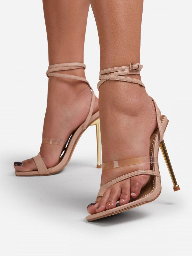 Square Toe Ankle Strap Heels