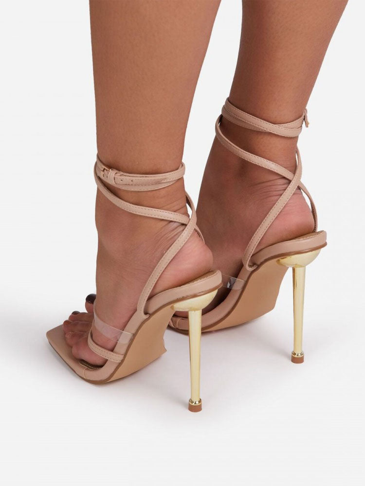 Square Toe Ankle Strap Heels