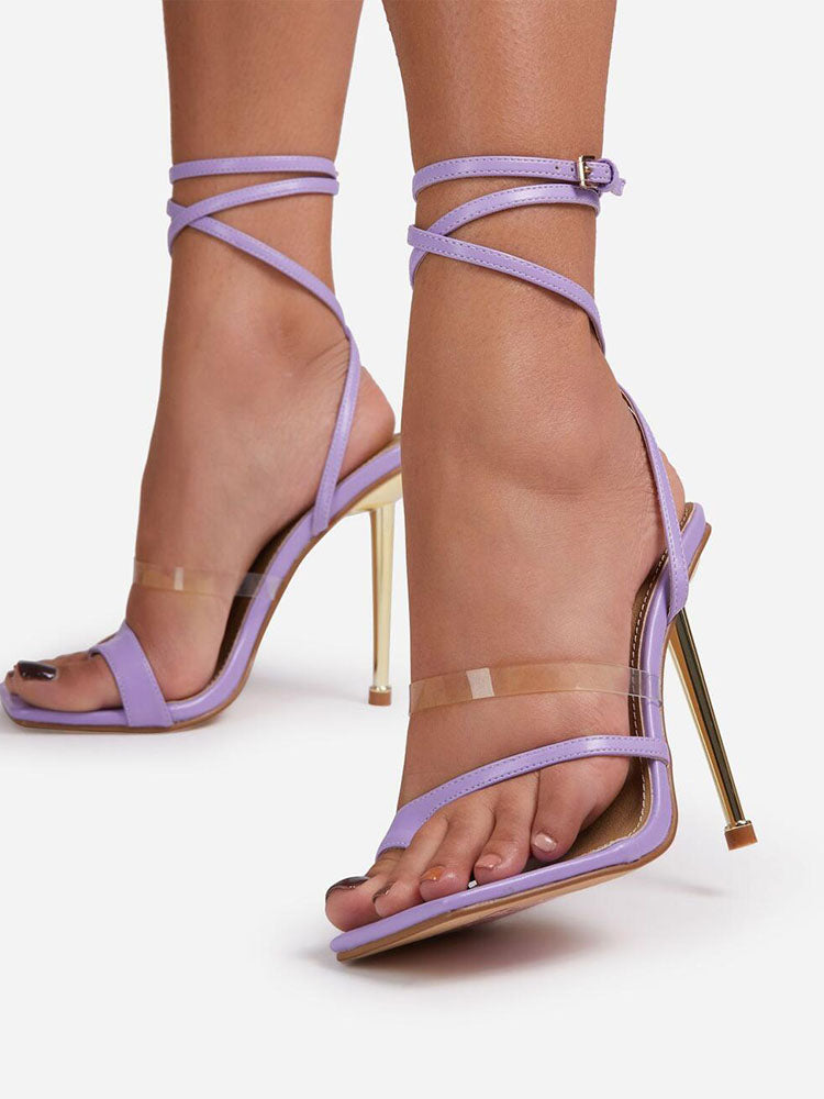 Square Toe Ankle Strap Heels