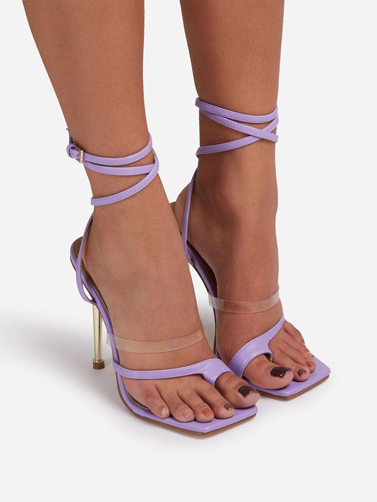 Square Toe Ankle Strap Heels