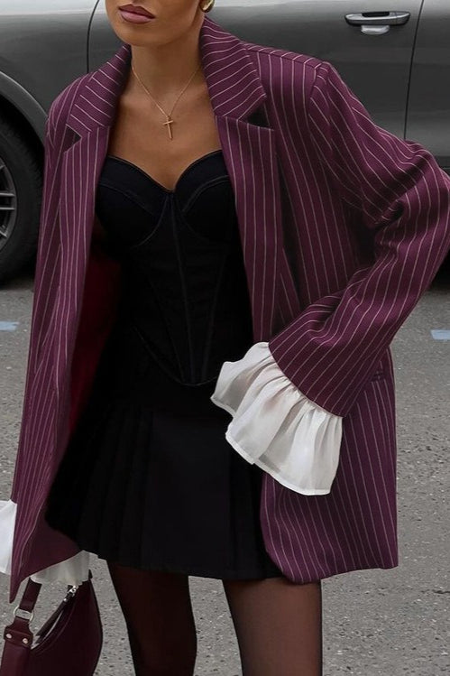 Lace Insert Stripe Blazer 3