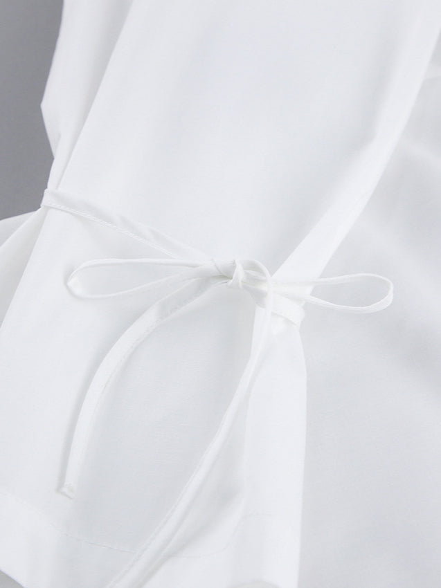 Bow Tie Long Sleeve White Blouse