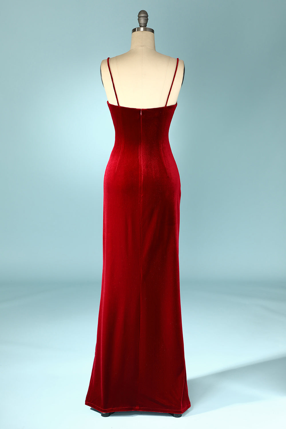 Red Velvet Evening Party Dress - Fashionpara