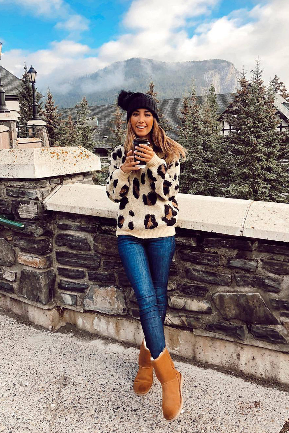 RadyRin Leopard Print Round Neck Pullover Sweater