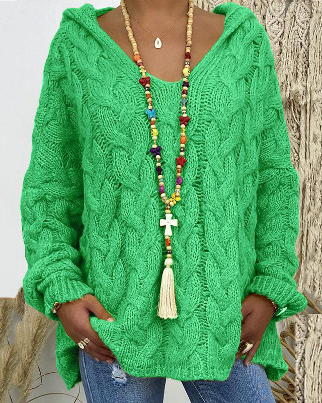 ShoptheCIC Thick Knit Hooded Sweater for Cozy Comfort