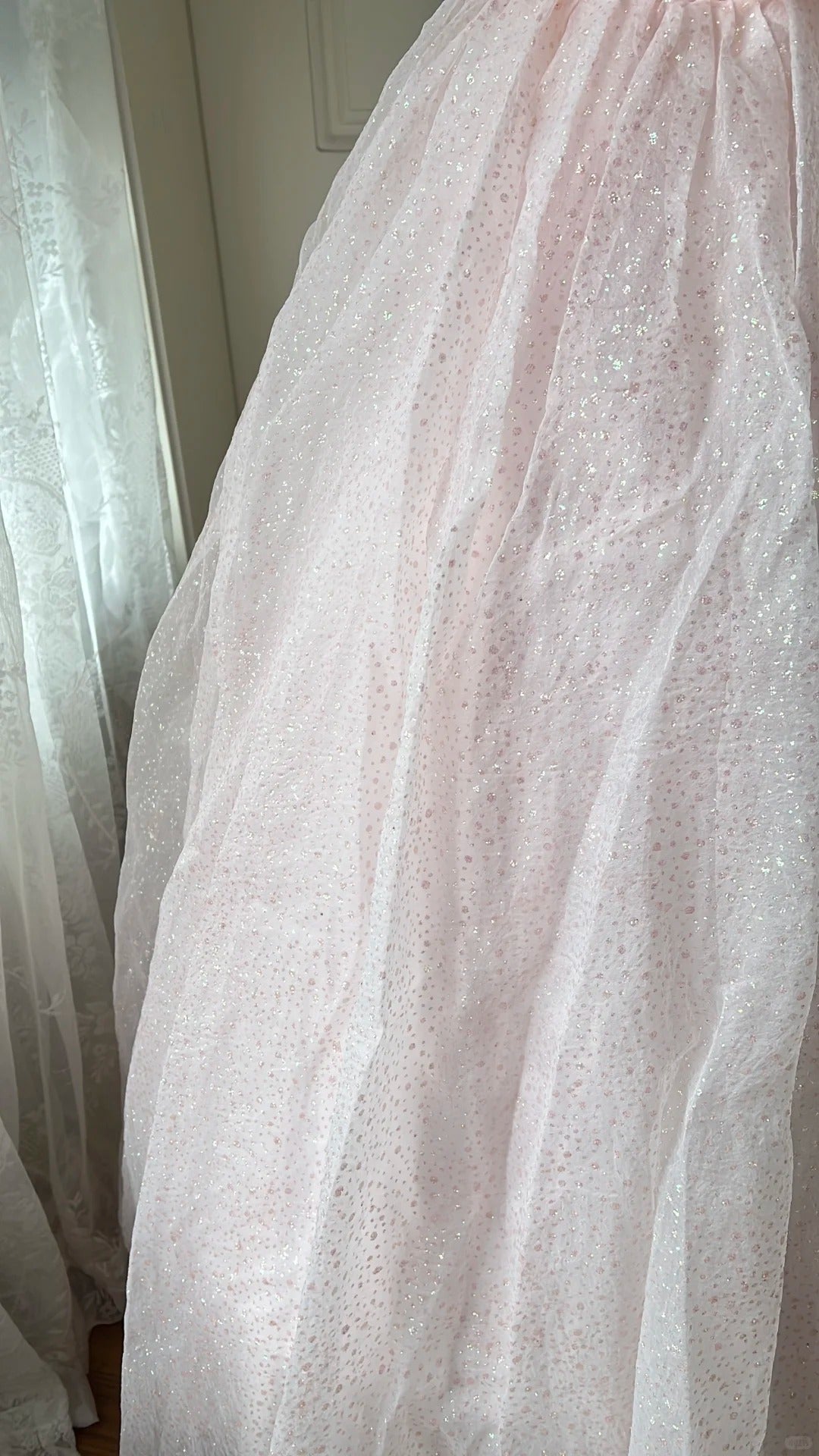 Princess Pink Strapless Bow Sequined Tulle Ball Gown Evening Dress Sweet 16 Dress P4198