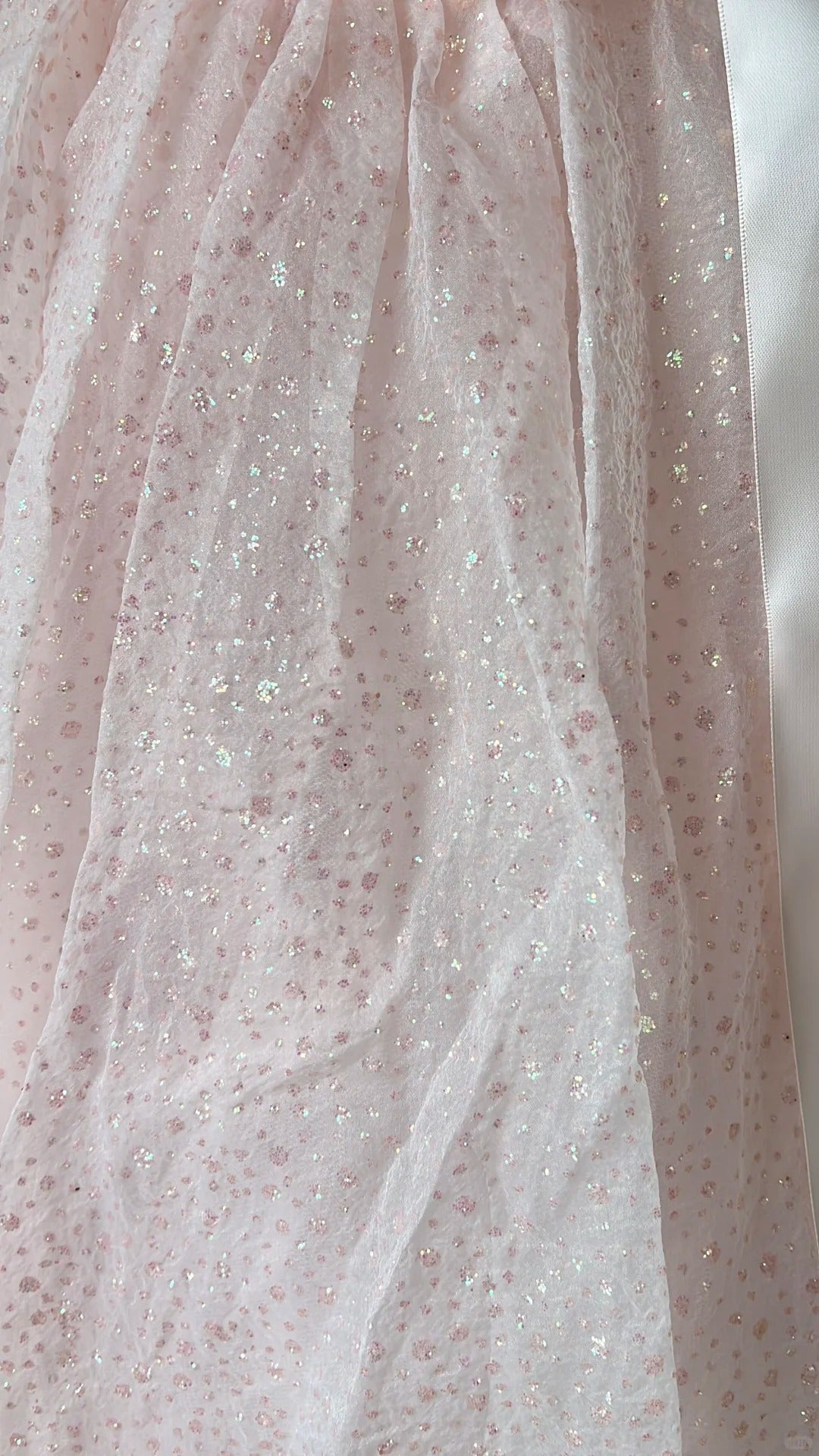 Princess Pink Strapless Bow Sequined Tulle Ball Gown Evening Dress Sweet 16 Dress P4198