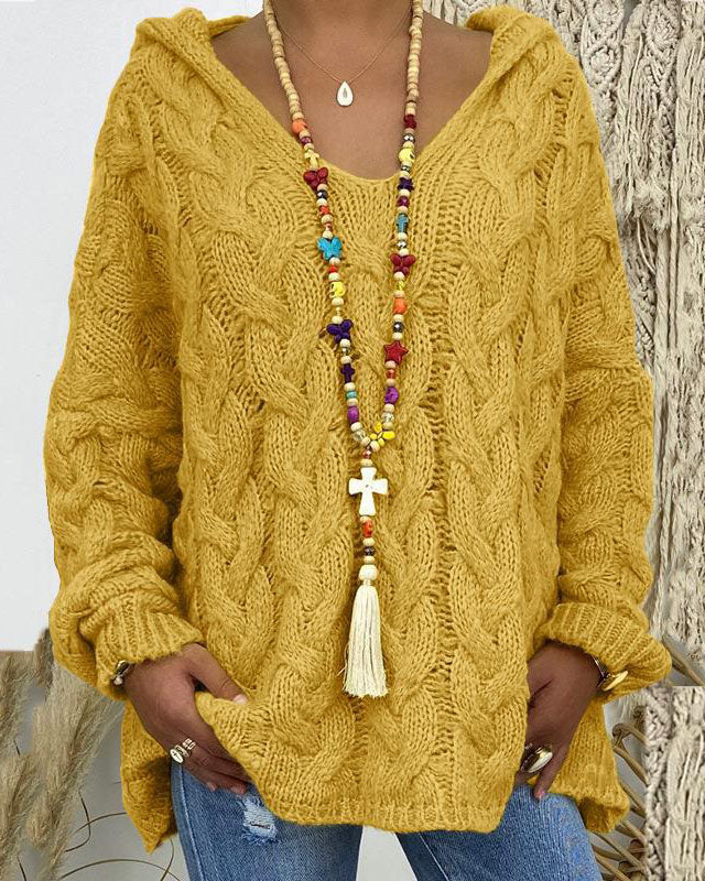 ShoptheCIC Thick Knit Hooded Sweater for Cozy Comfort